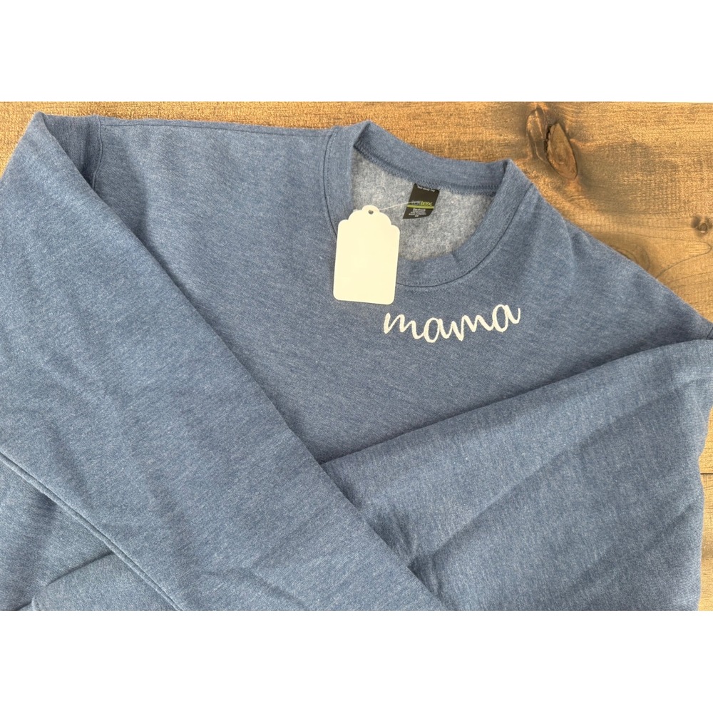 Heathered Blue Embroidered‎ Mama Sweatshirt Fleece XS